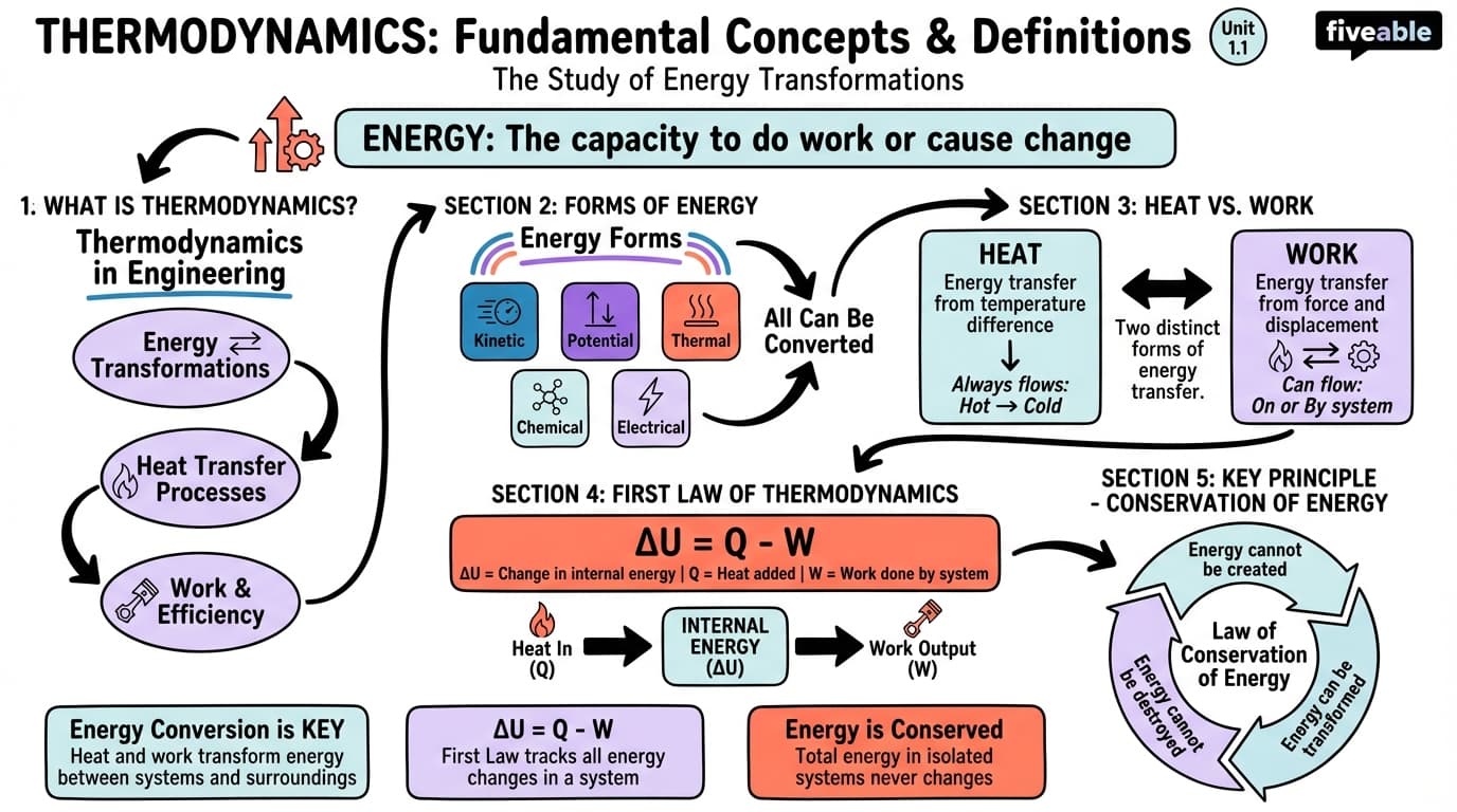 1.1 Fundamental concepts and definitions - Thermodynamics I - Unit 1 visual cheatsheet