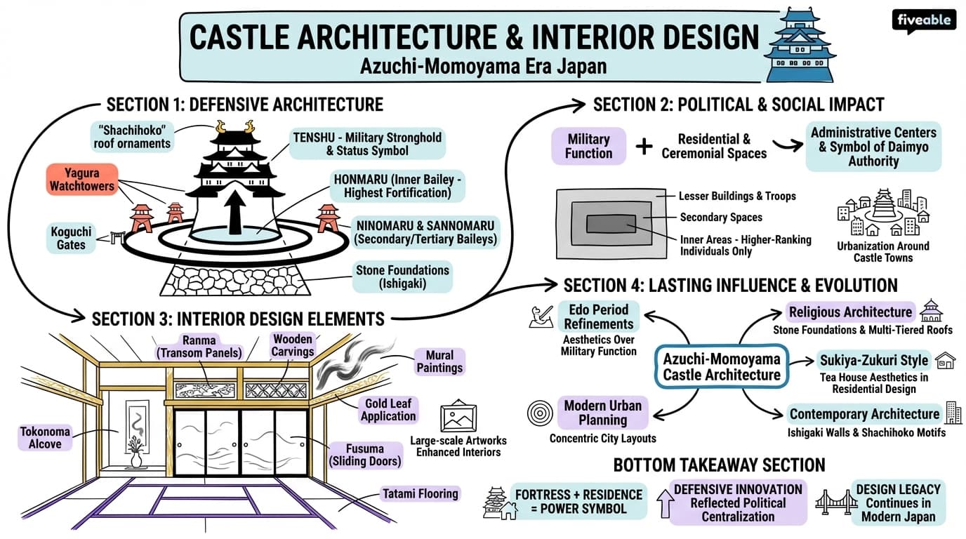 7.1 Castle architecture and interior design - Art and Architecture in Japan - Unit 7 visual cheatsheet