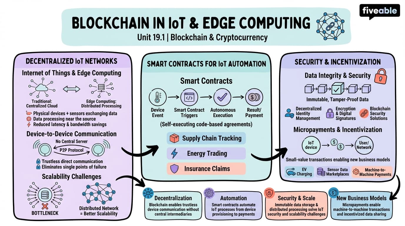 19.1 Blockchain in IoT and Edge Computing - Blockchain and Cryptocurrency - Unit 19 visual cheatsheet