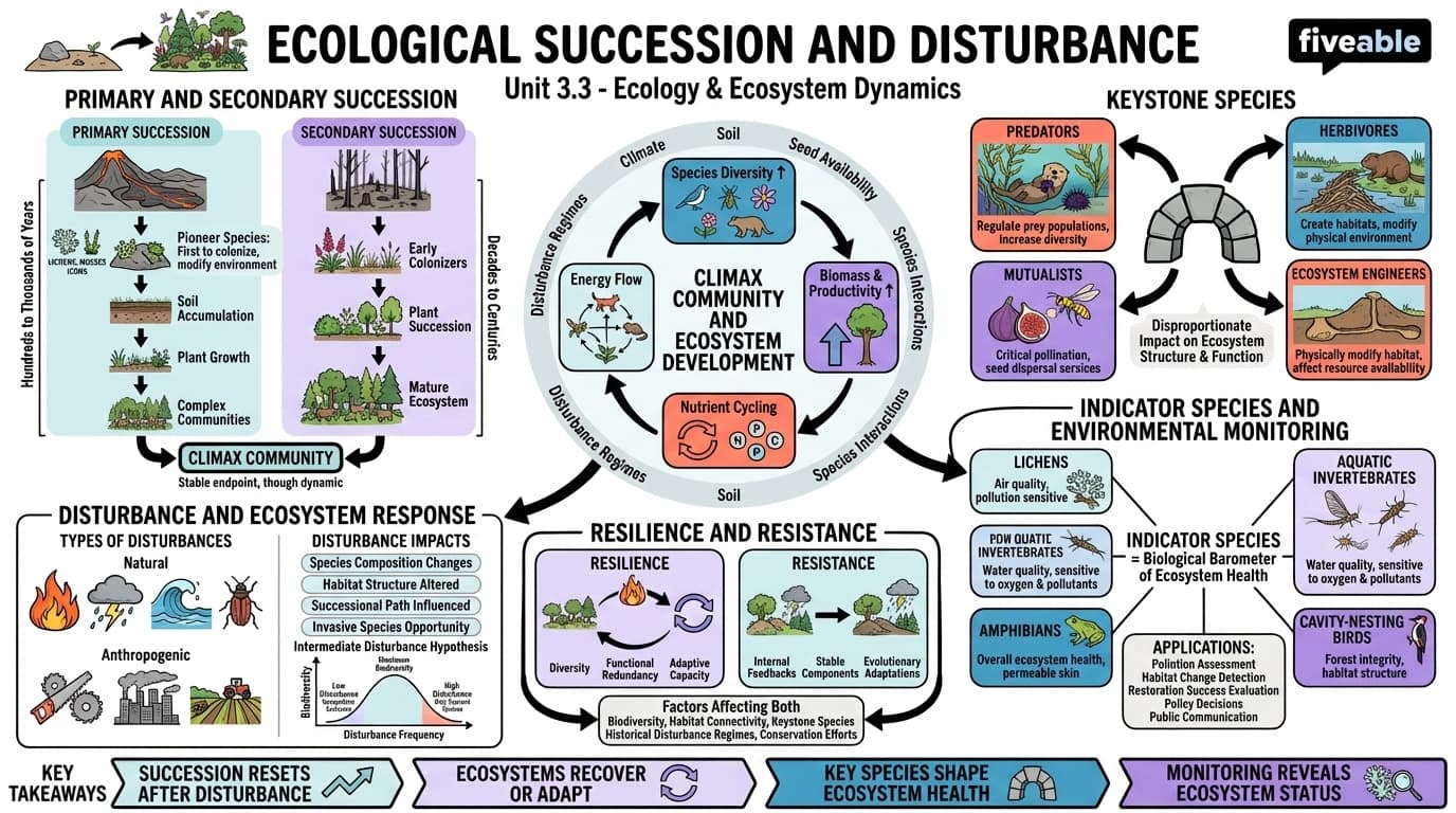 3.3 Ecological Succession and Disturbance - Intro to Environmental Science - Unit 3 visual cheatsheet