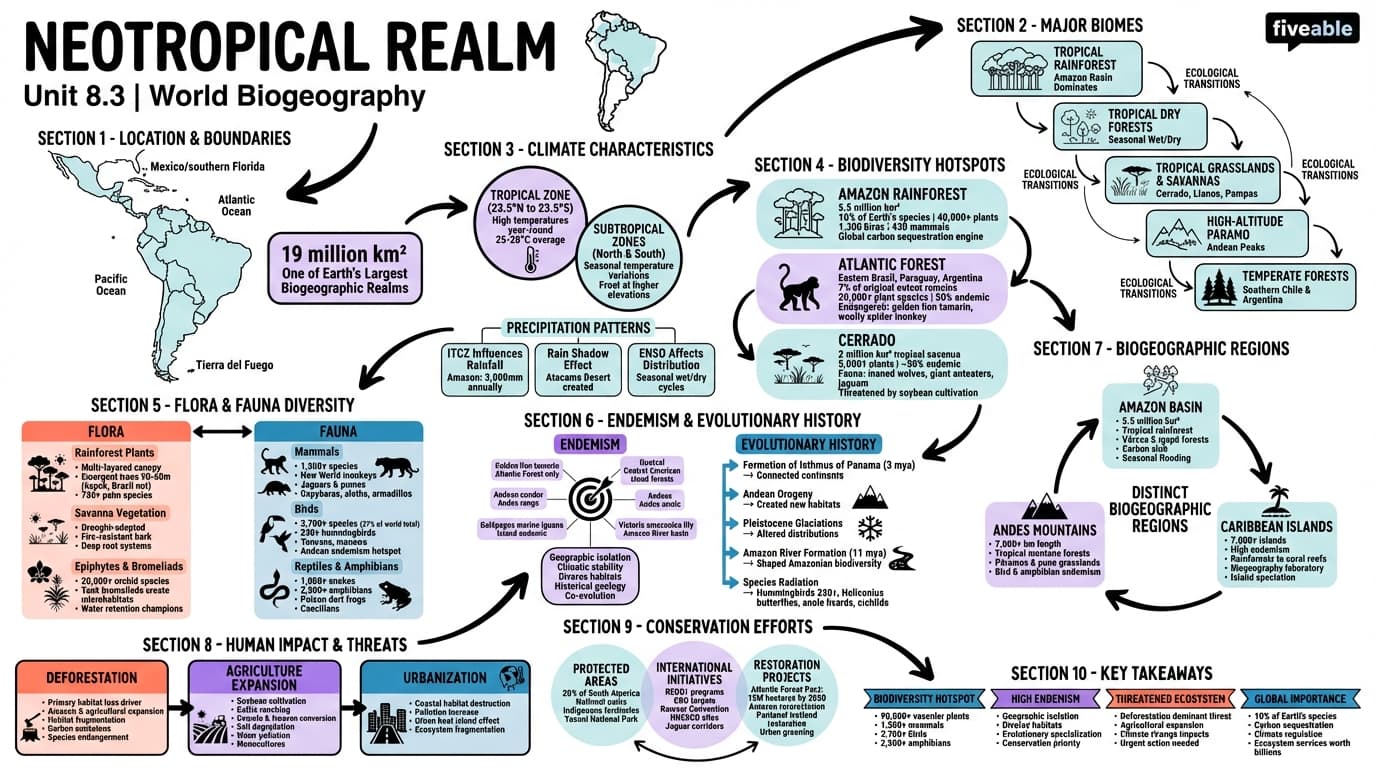 8.3 Neotropical realm - World Biogeography - Unit 8 visual cheatsheet