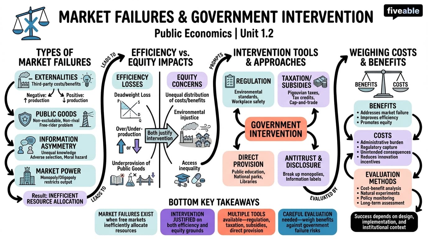 1.2 Market Failures and Government Intervention - Public Economics - Unit 1 visual cheatsheet