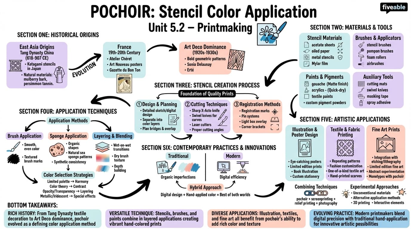 5.2 Pochoir - Printmaking - Unit 5 visual cheatsheet