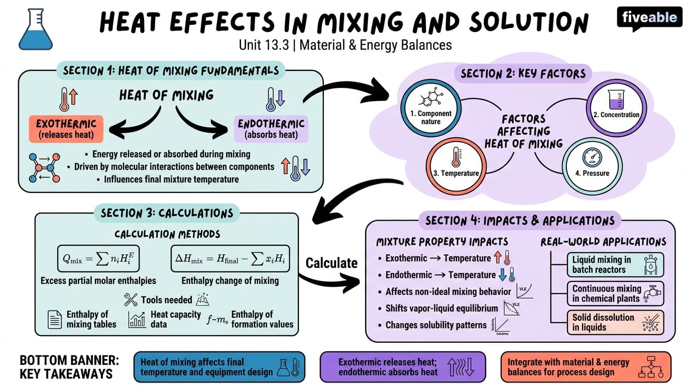 13.3 Heat Effects in Mixing and Solution - Chemical Process Balances - Unit 13 visual cheatsheet