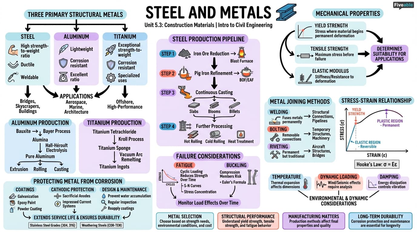 5.3 Steel and Metals - Intro to Civil Engineering - Unit 5 visual cheatsheet
