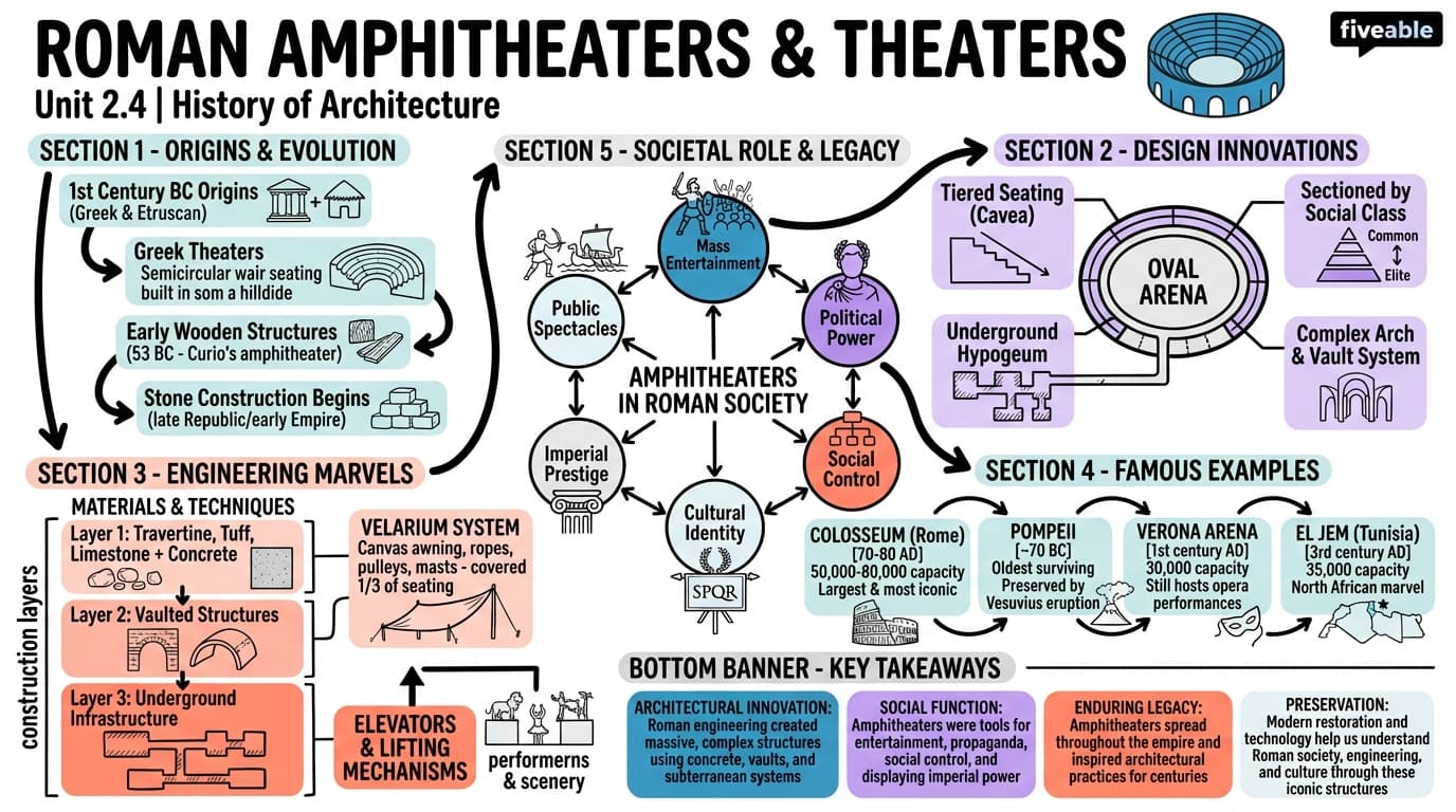 2.4 Roman amphitheaters and theaters - History of Architecture - Unit 2 visual cheatsheet
