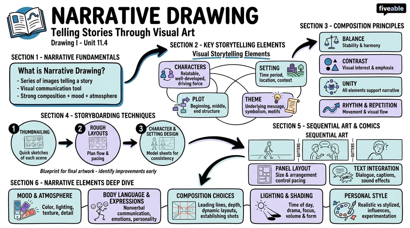11.4 Narrative drawing - Drawing I - Unit 11 visual cheatsheet