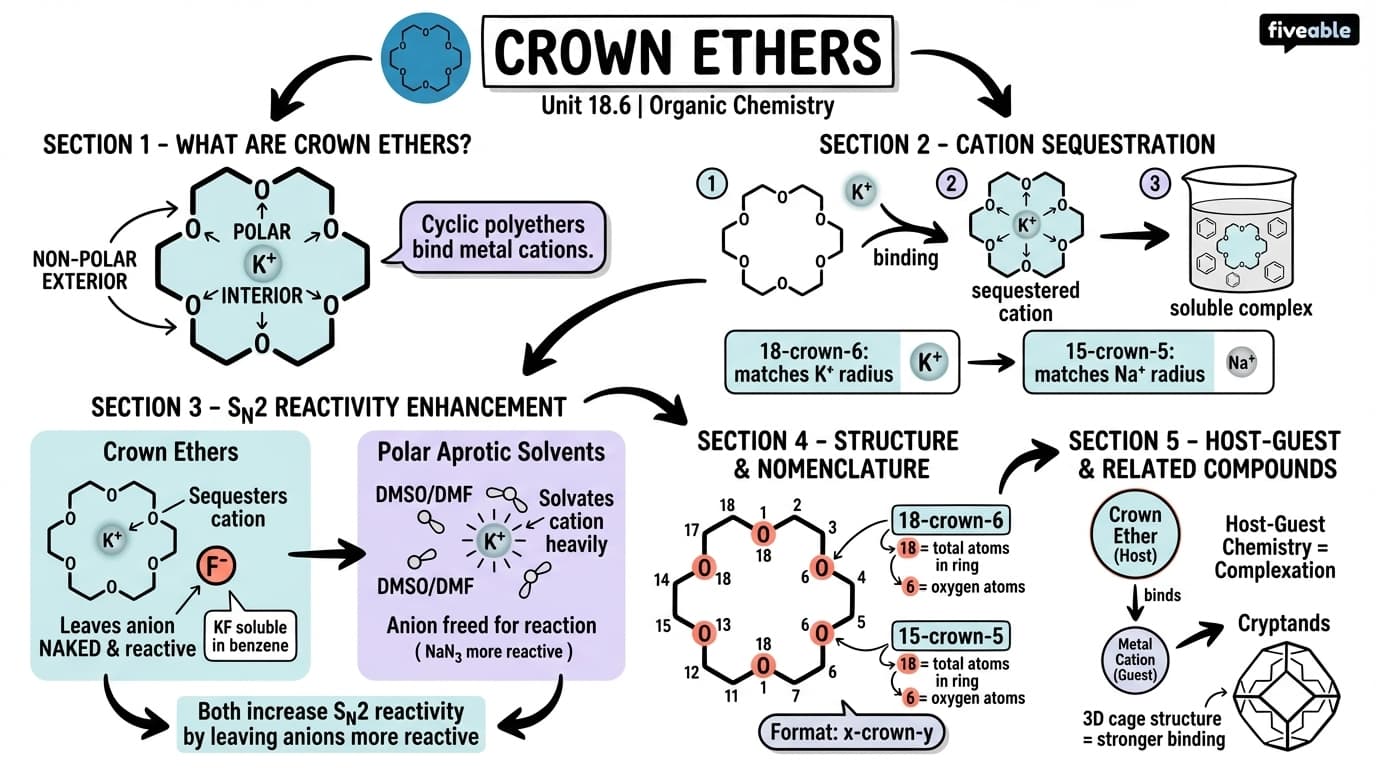 18.6 Crown Ethers - Organic Chemistry - Unit 18 visual cheatsheet