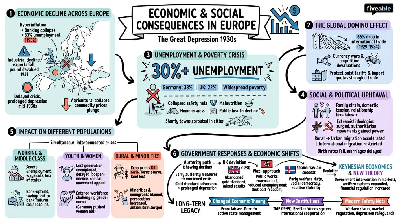 9.2 Economic and Social Consequences in Europe - European History – 1890 to 1945 - Unit 9 visual cheatsheet