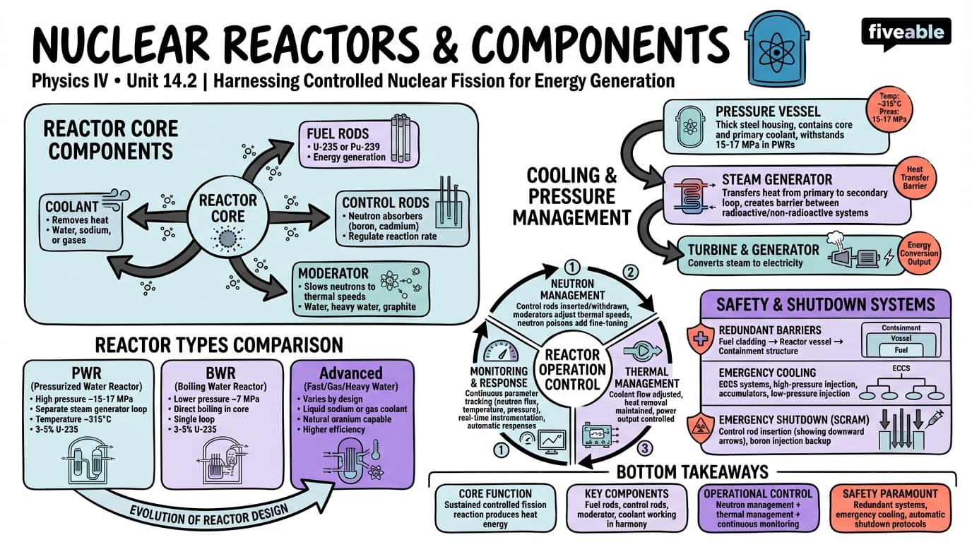 14.2 Nuclear reactors and their components - Principles of Physics IV - Unit 14 visual cheatsheet