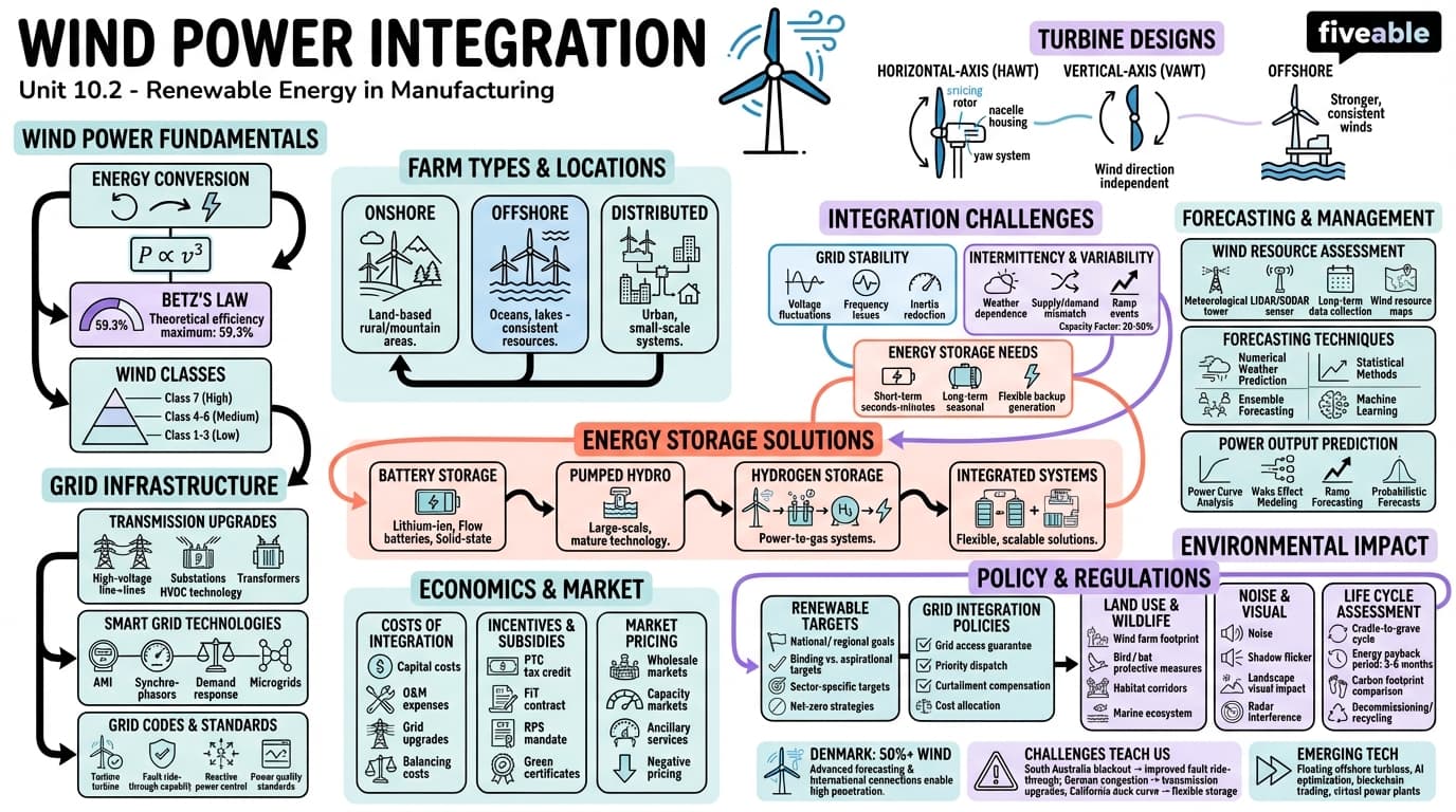 10.2 Wind power integration - Green Manufacturing Processes - Unit 10 visual cheatsheet