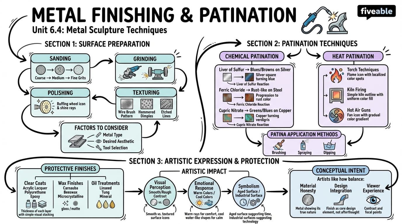 6.4 Metal finishing and patination - Sculpture Techniques - Unit 6 visual cheatsheet
