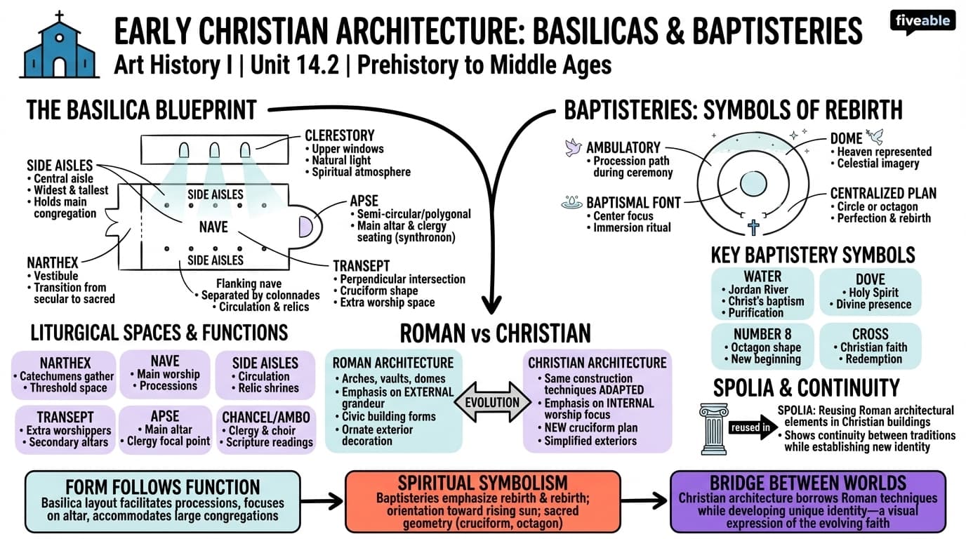14.2 Early Christian Architecture: Basilicas and Baptisteries - Art History I – Prehistory to Middle Ages - Unit 14 visual cheatsheet