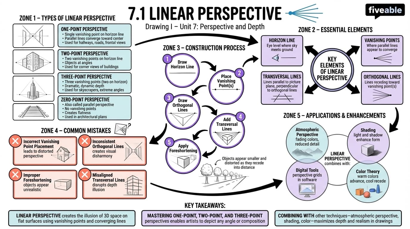 7.1 Linear perspective - Drawing I - Unit 7 visual cheatsheet