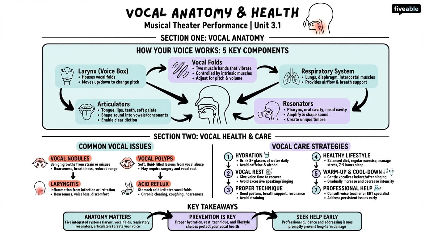 3.1 Basics of Vocal Anatomy and Health - Musical Theater Performance - Unit 3 visual cheatsheet