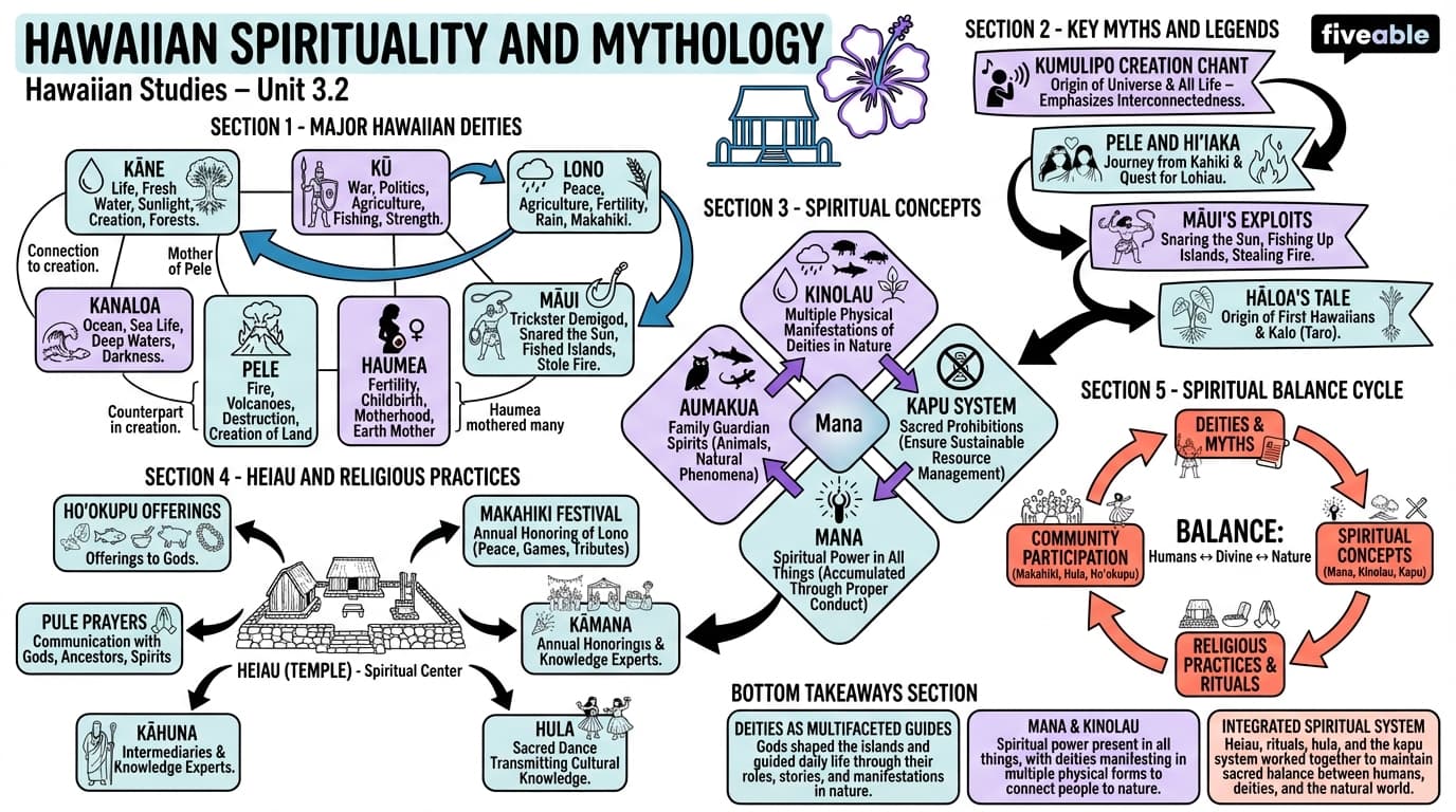 3.2 Hawaiian Spirituality and Mythology - Hawaiian Studies - Unit 3 visual cheatsheet
