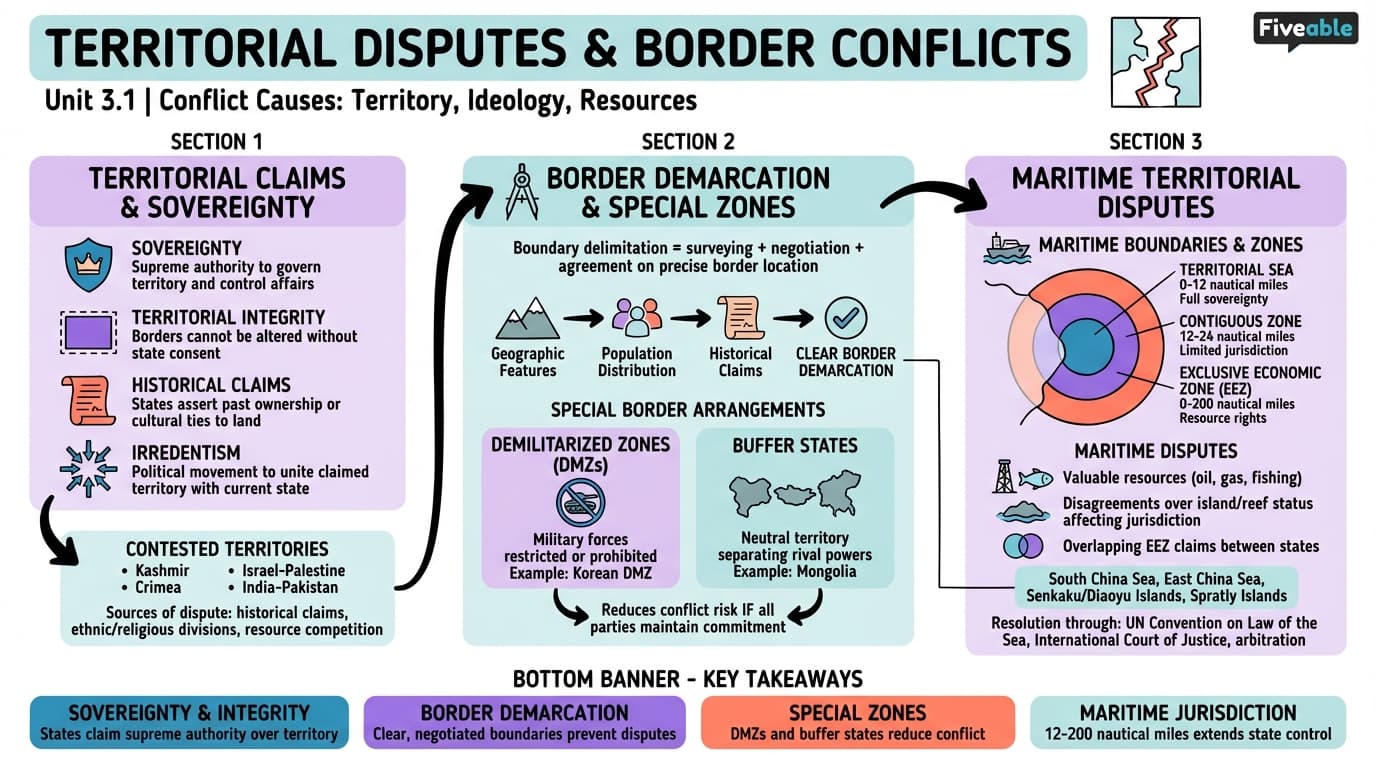 3.1 Territorial Disputes and Border Conflicts - International Conflict - Unit 3 visual cheatsheet