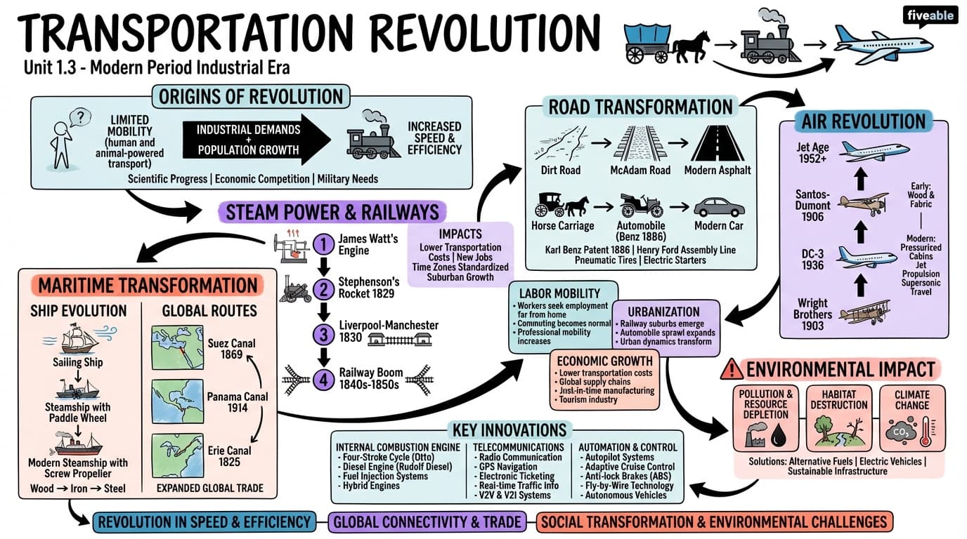 1.3 Transportation revolution - The Modern Period - Unit 1 visual cheatsheet