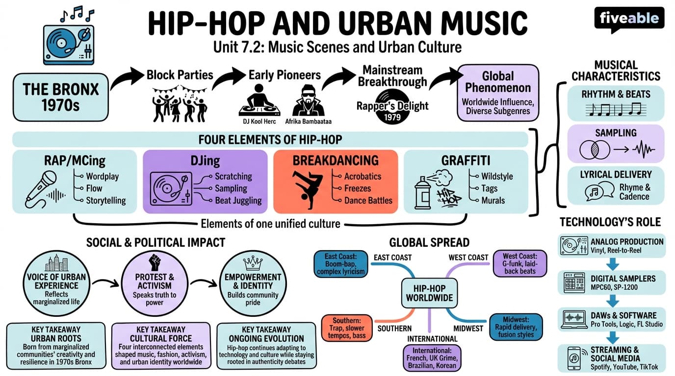 7.2 Hip-hop and urban music - Cities and the Arts - Unit 7 visual cheatsheet