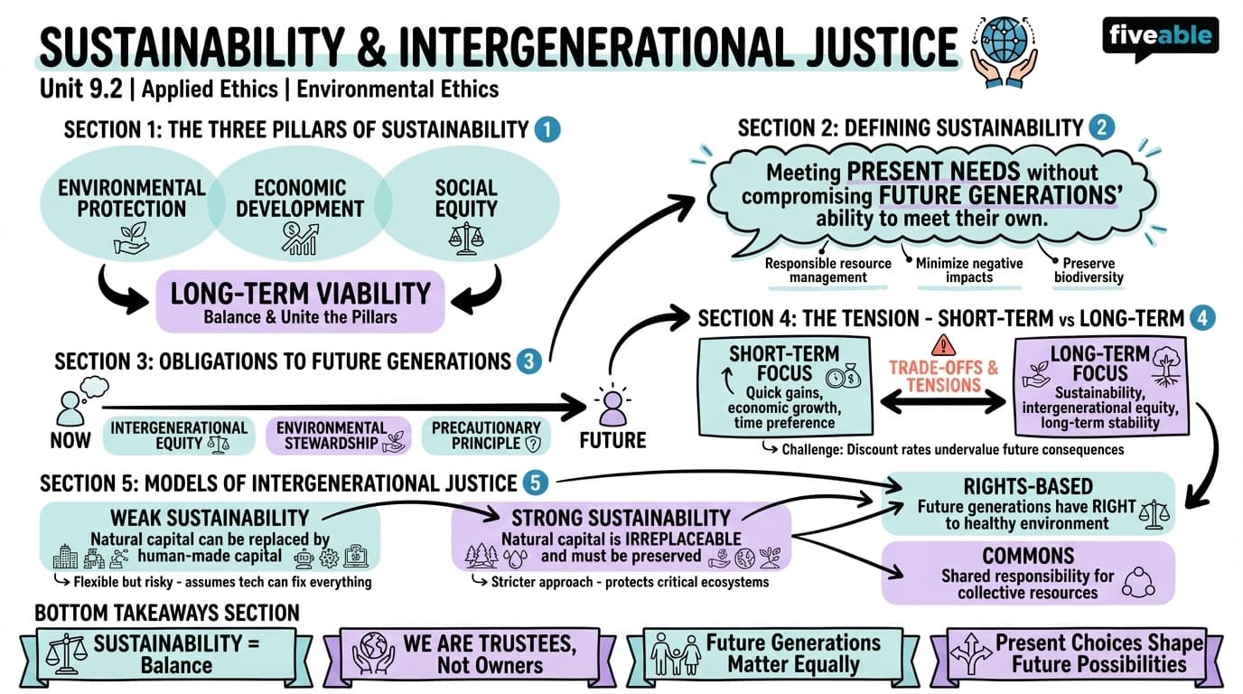 9.2 Sustainability and Intergenerational Justice - Ethics - Unit 9 visual cheatsheet