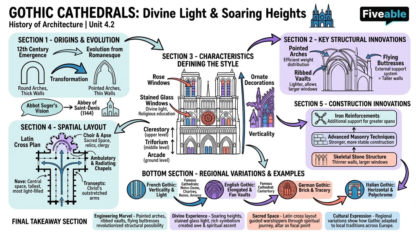 4.2 Gothic cathedrals - History of Architecture - Unit 4 visual cheatsheet