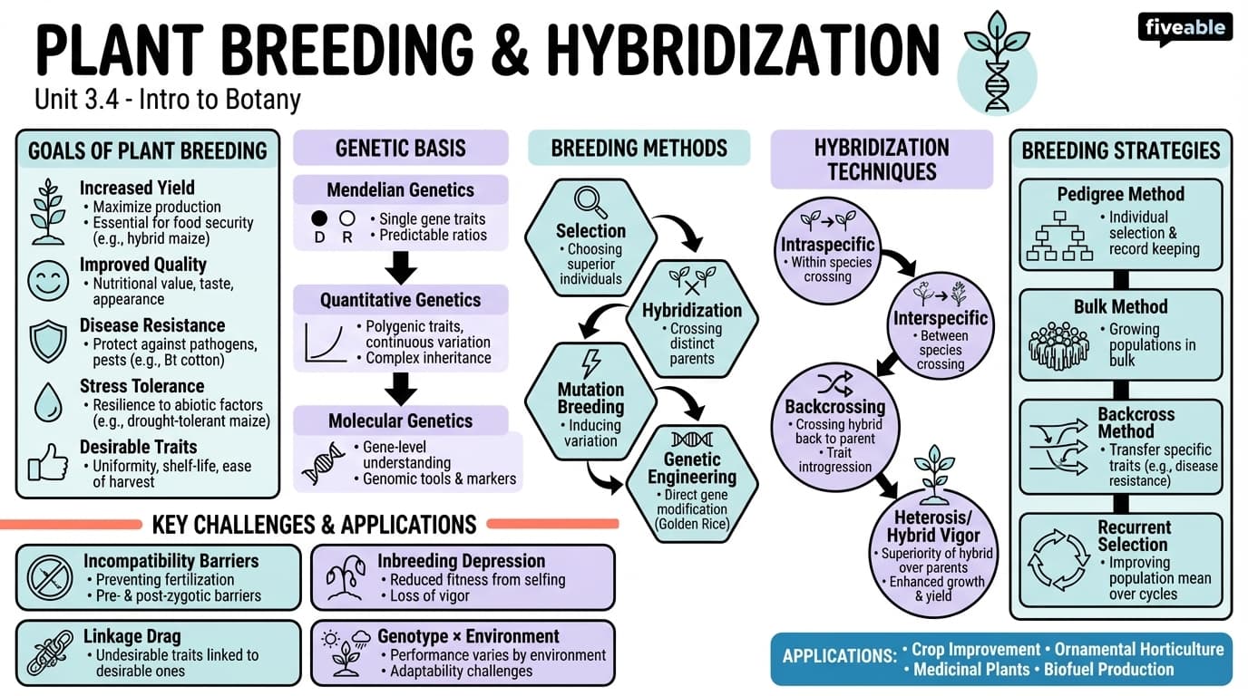 3.4 Plant breeding and hybridization - Intro to Botany - Unit 3 visual cheatsheet