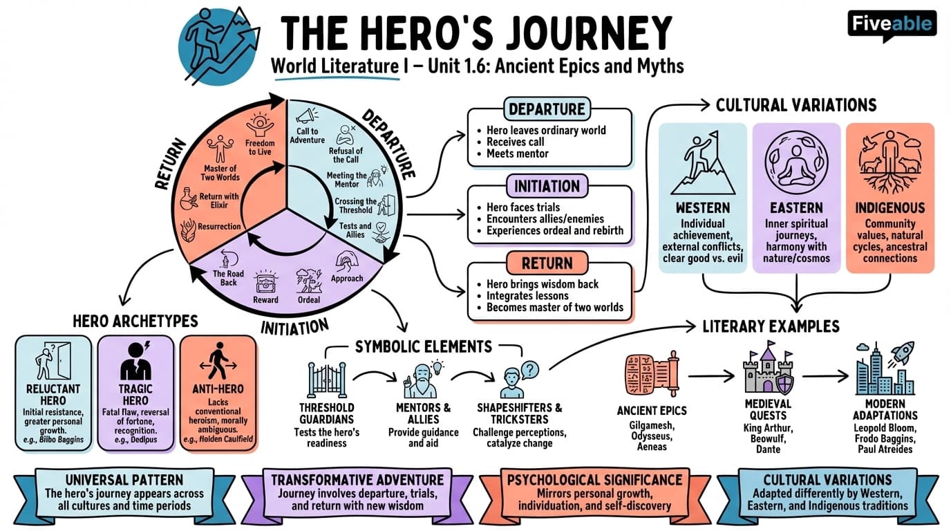 1.6 Hero's journey - World Literature I - Unit 1 visual cheatsheet