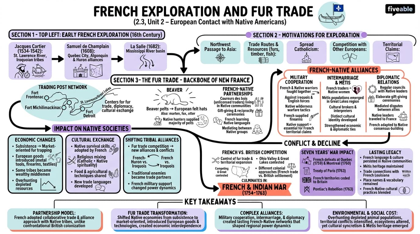 2.3 French exploration and fur trade - Native American History - Unit 2 visual cheatsheet