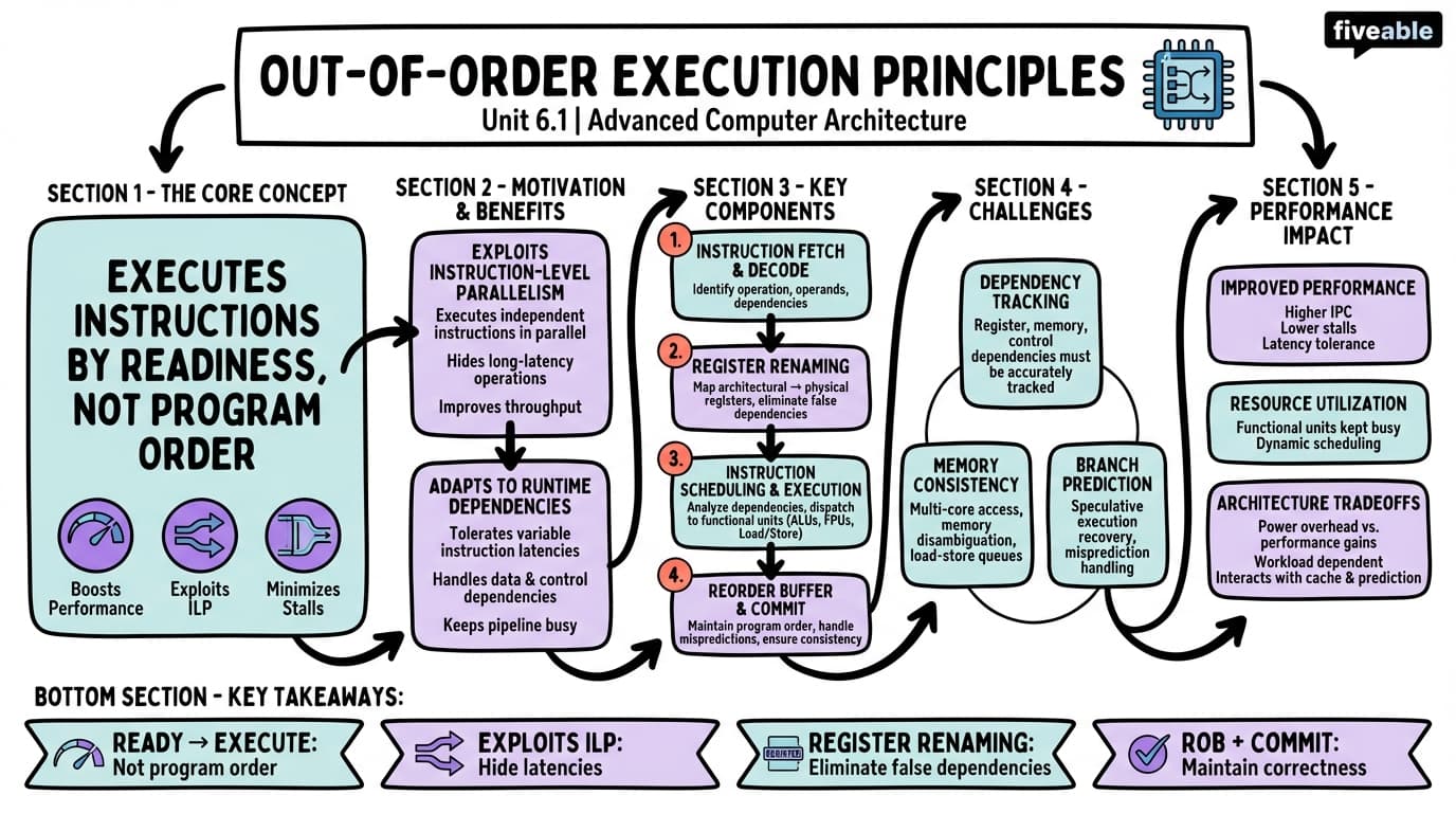 6.1 Out-of-Order Execution Principles - Advanced Computer Architecture - Unit 6 visual cheatsheet