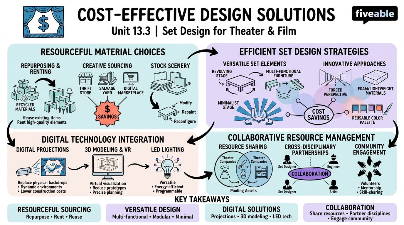 13.3 Cost-Effective Design Solutions - Set Design for Theater and Film - Unit 13 visual cheatsheet