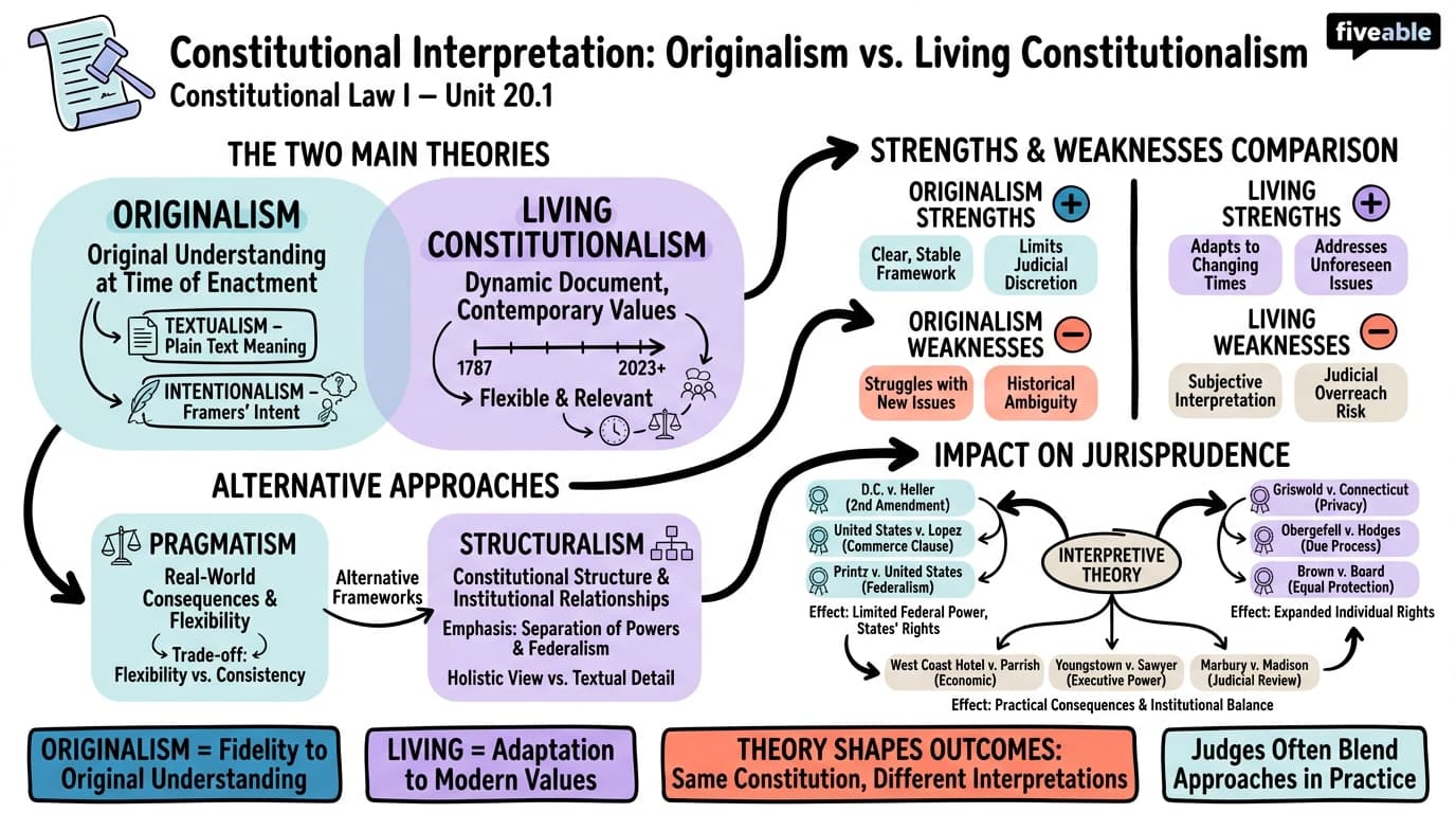20.1 Theories of Constitutional Interpretation - Constitutional Law I - Unit 20 visual cheatsheet