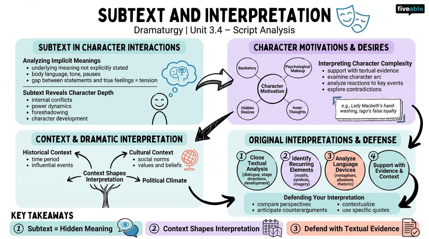 3.4 Subtext and Interpretation - Dramaturgy - Unit 3 visual cheatsheet