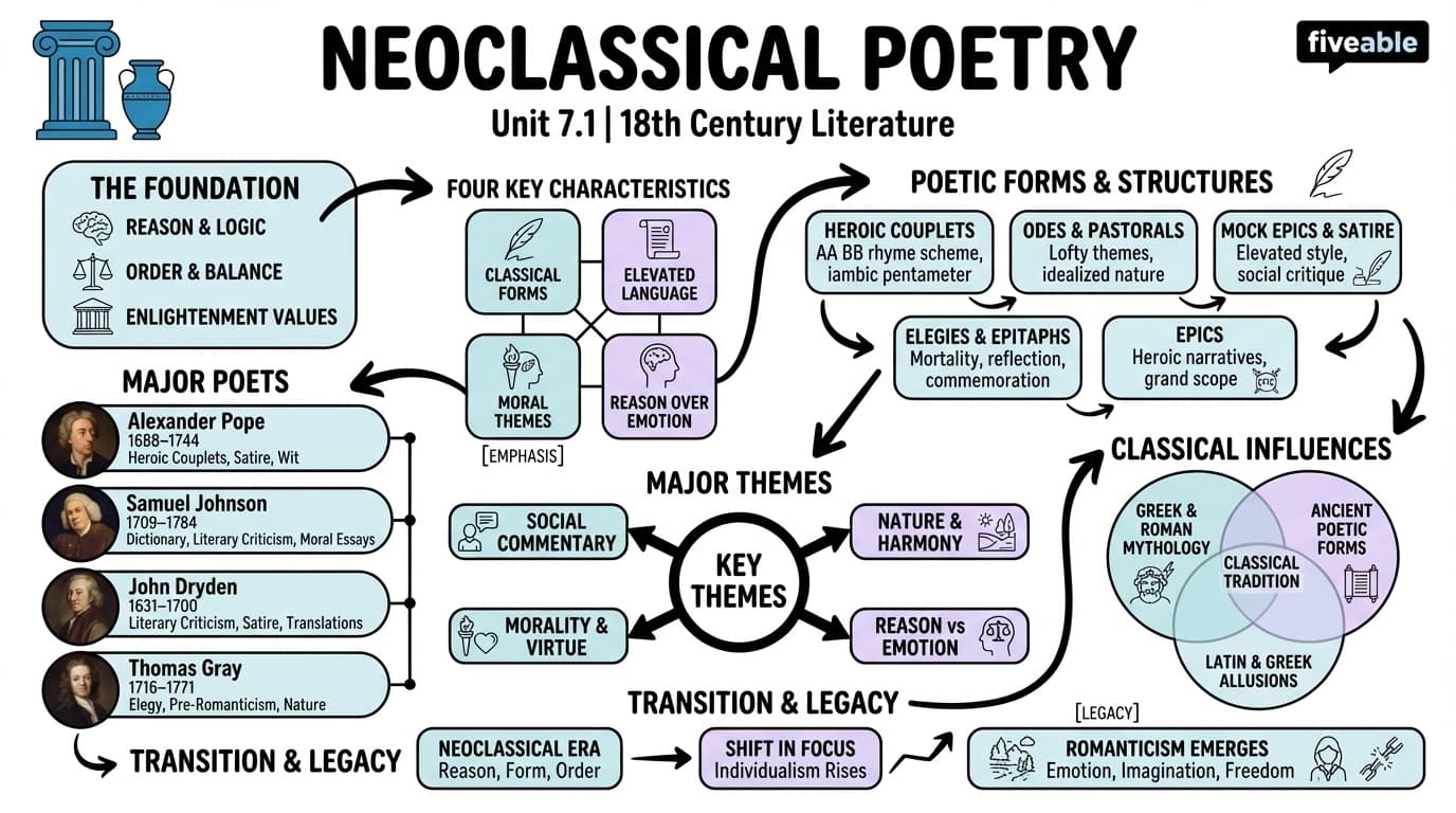 7.1 Neoclassical poetry - 18th and 19th Century Literature - Unit 7 visual cheatsheet