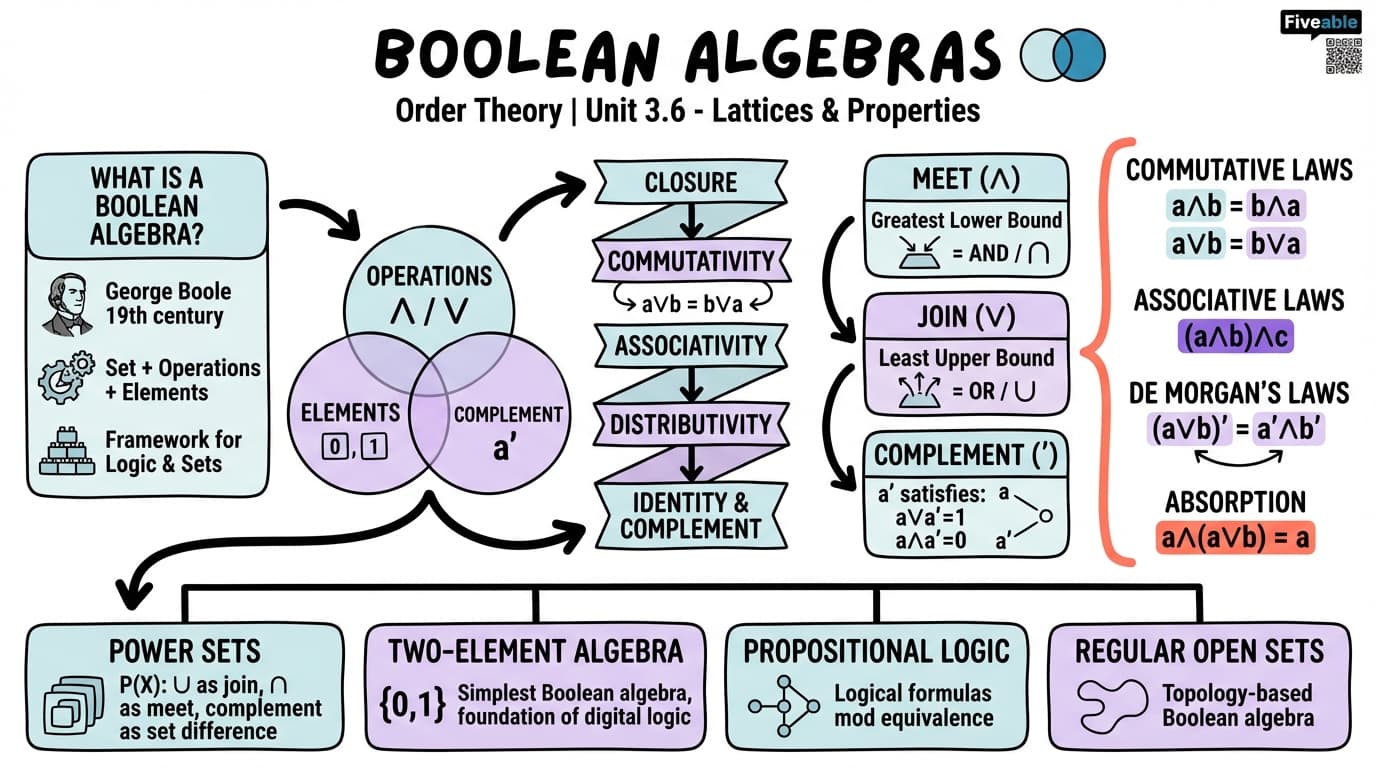3.6 Boolean algebras - Order Theory - Unit 3 visual cheatsheet