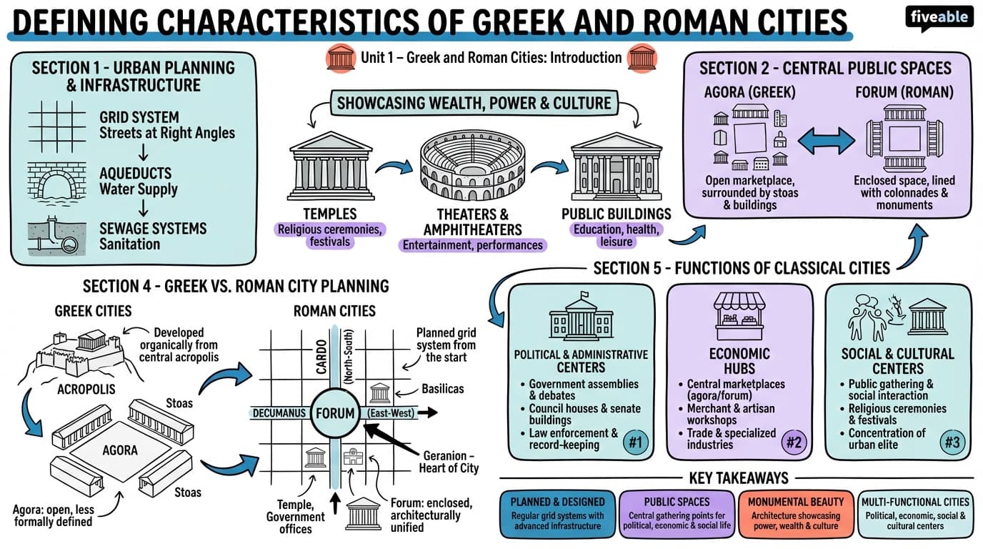1.2 Defining characteristics of Greek and Roman cities - Greek and Roman Cities - Unit 1 visual cheatsheet