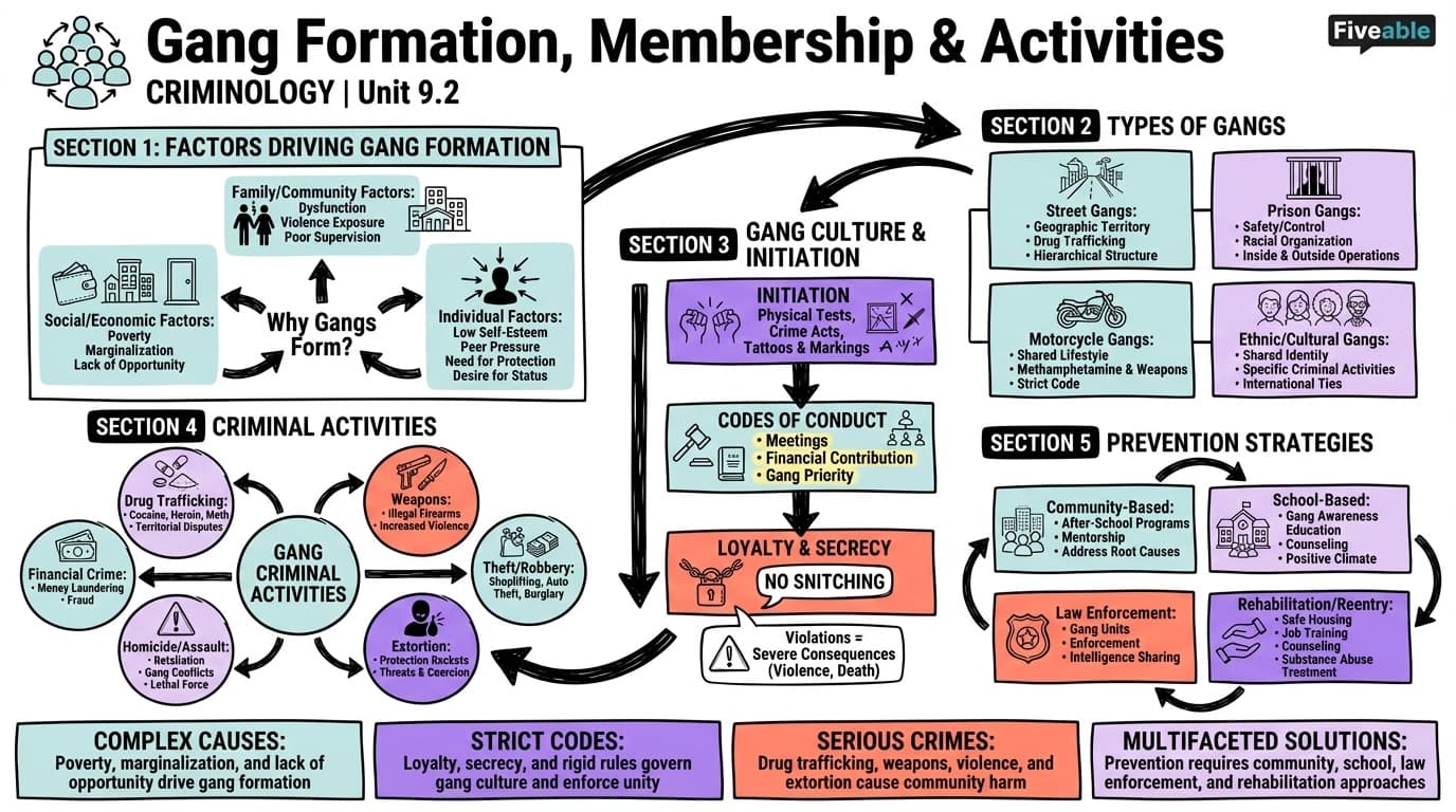 9.2 Gang Formation, Membership, and Activities - Criminology - Unit 9 visual cheatsheet