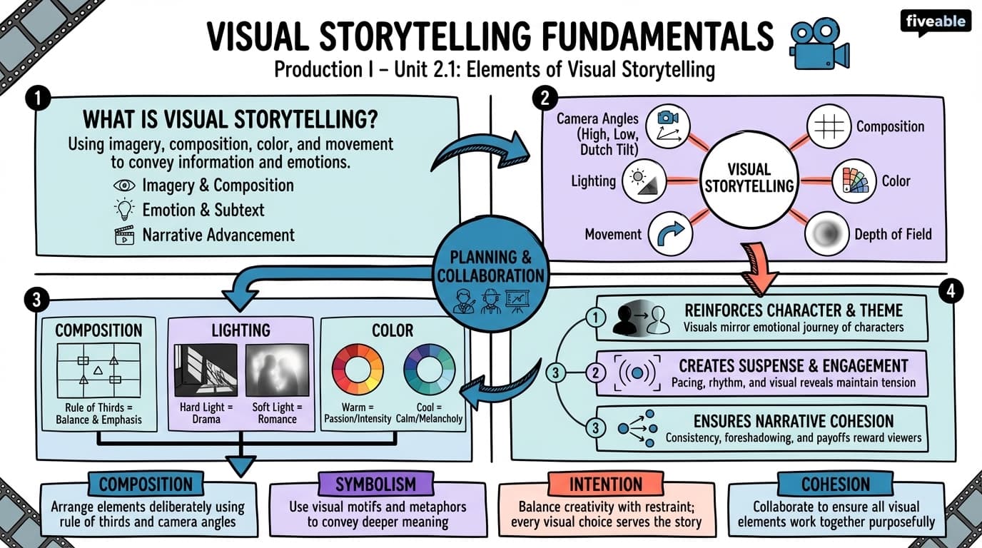 2.1 Elements of Visual Storytelling - Production I - Unit 2 visual cheatsheet