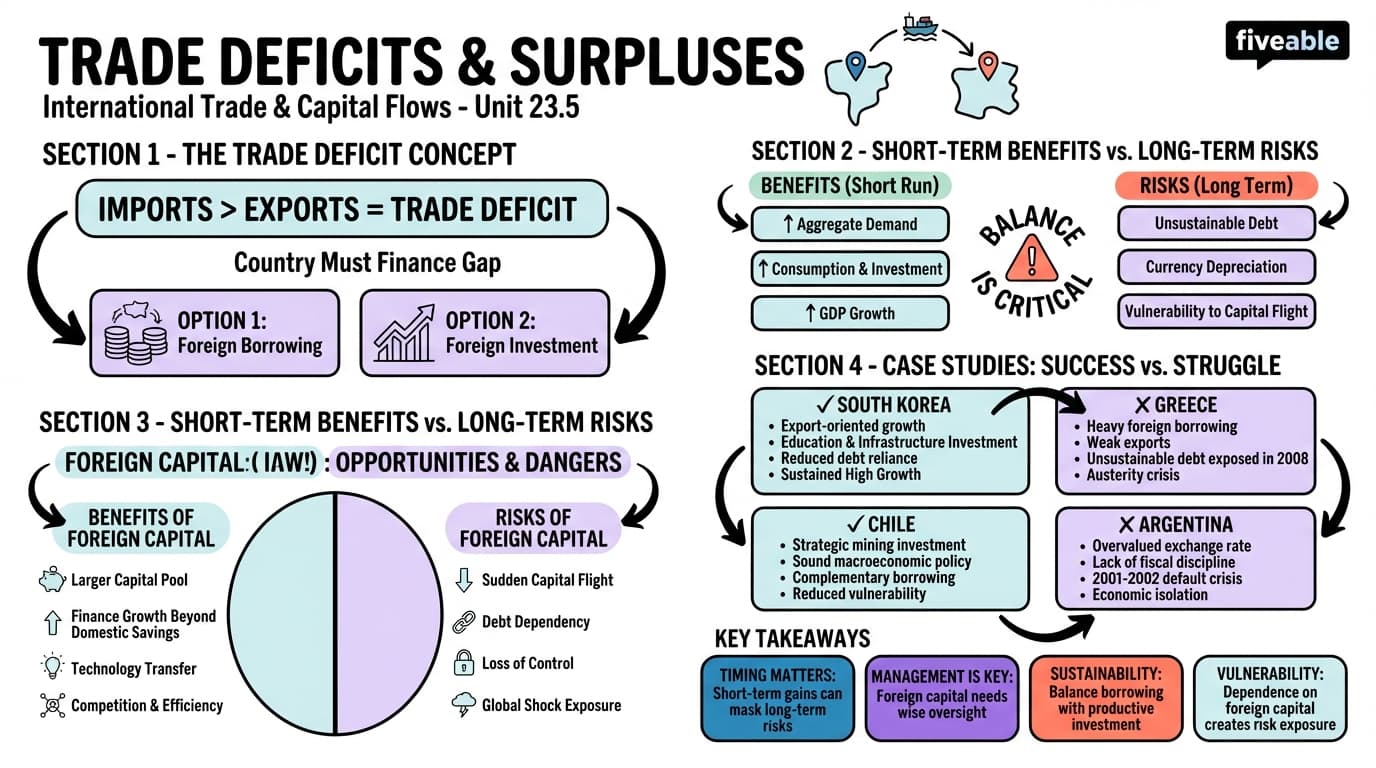 23.5 The Pros and Cons of Trade Deficits and Surpluses - Principles of Economics - Unit 23 visual cheatsheet