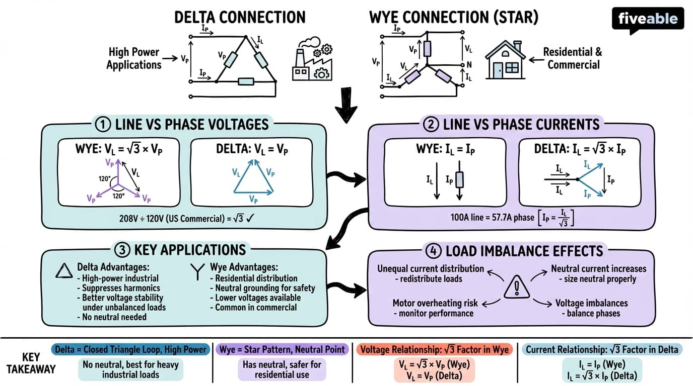 12.2 Delta and Wye Connections - Electrical Circuits and Systems I - Unit 12 visual cheatsheet