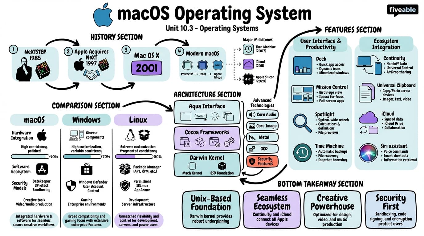 10.3 macOS operating system - Operating Systems - Unit 10 visual cheatsheet