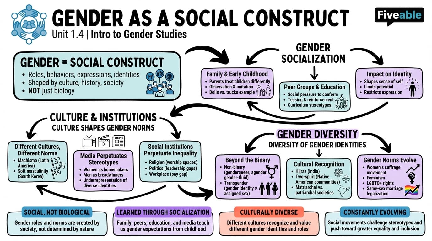 1.4 Introduction to gender as a social construct - Intro to Gender Studies - Unit 1 visual cheatsheet