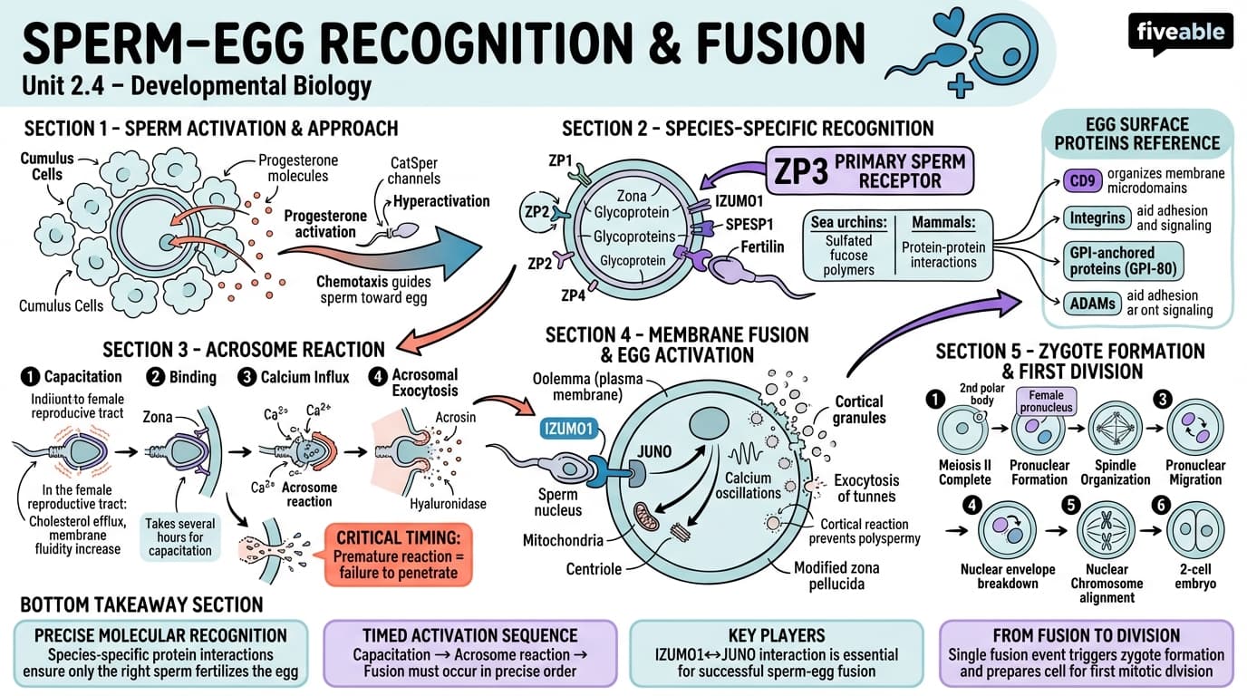 2.4 Sperm-egg recognition and fusion - Developmental Biology - Unit 2 visual cheatsheet