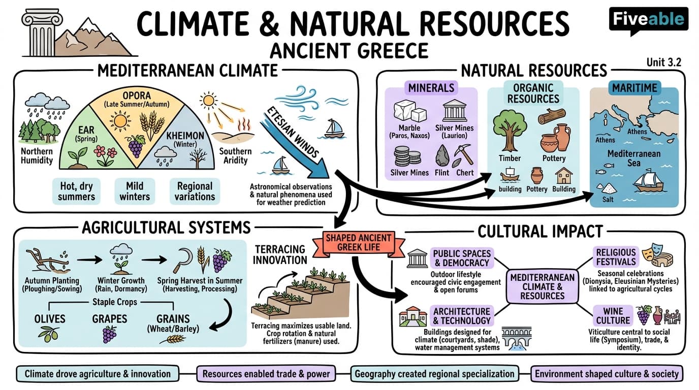 3.2 Climate and natural resources - Greek Archaeology - Unit 3 visual cheatsheet
