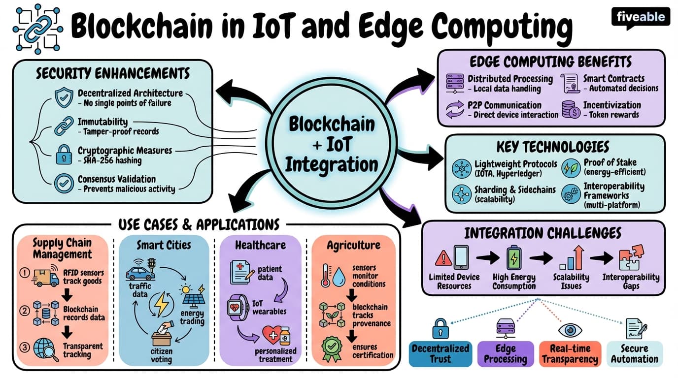 15.1 Blockchain in IoT and edge computing - Blockchain Technology and Applications - Unit 15 visual cheatsheet
