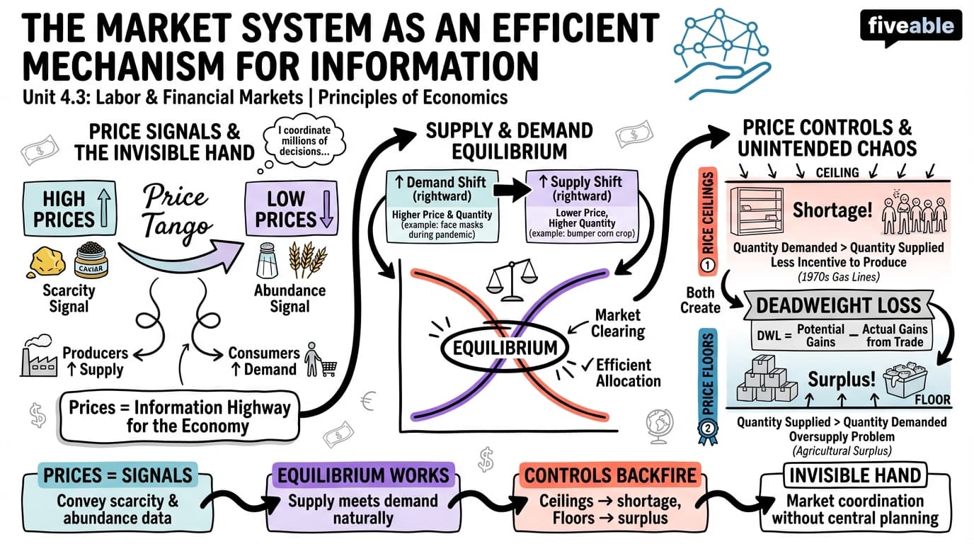 4.3 The Market System as an Efficient Mechanism for Information - Principles of Economics - Unit 4 visual cheatsheet
