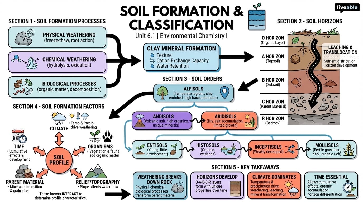 6.1 Soil Formation and Classification - Environmental Chemistry I - Unit 6 visual cheatsheet
