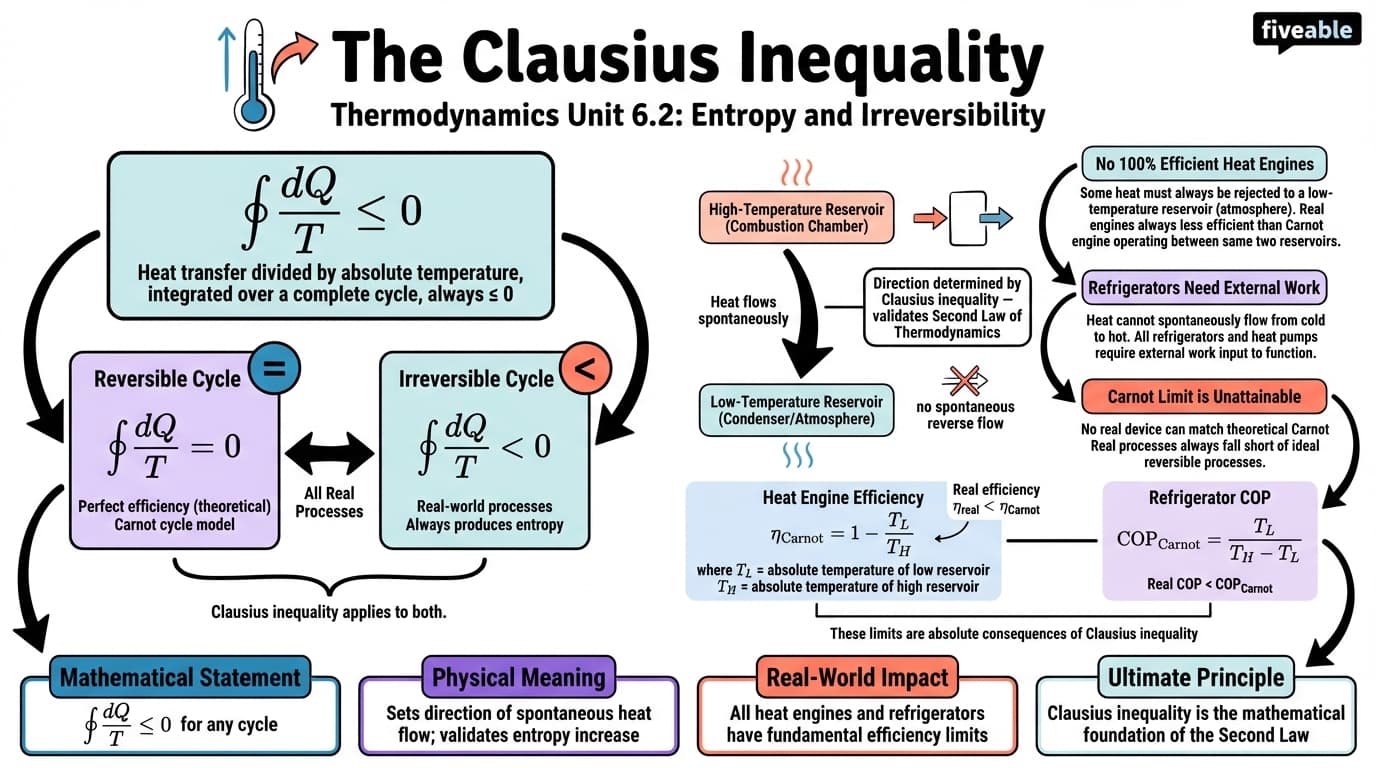 6.2 The Clausius inequality - Thermodynamics - Unit 6 visual cheatsheet