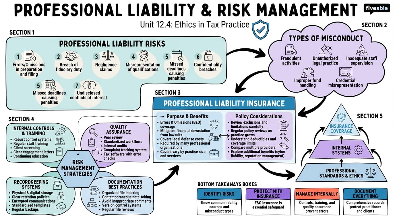 12.4 Professional liability and risk management - Taxes and Business Strategy - Unit 12 visual cheatsheet