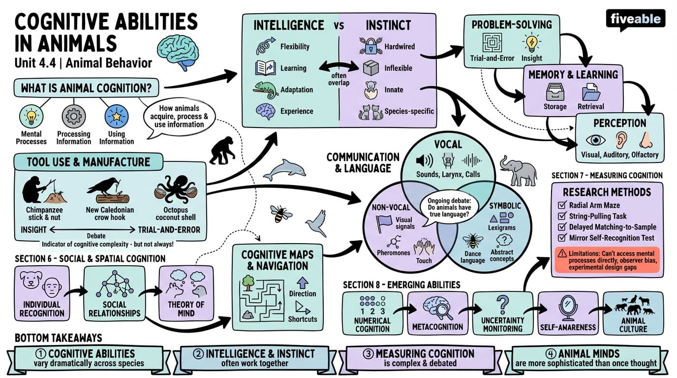 4.4 Cognitive abilities in animals - Animal Behavior - Unit 4 visual cheatsheet