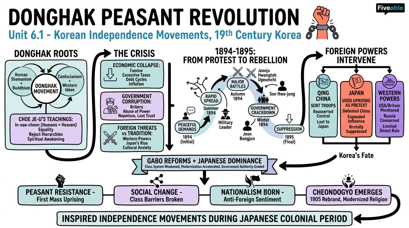 6.1 Donghak Peasant Revolution - History of Korea - Unit 6 visual cheatsheet